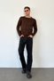 Men's Crew Neck Basic Knit Sweater Brown - 26125 - 3