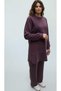 Women's Middle-Aged and Older Women's Zippered Side Pockets, Crewneck Pants, Elastic Waist, Pockets, Winter Two-Piece Suit