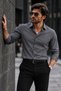 Men's Casual Collared Buttoned Anthracite Shirt - 3