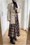 Women's Plaid Patterned High Waist Flared Long Skirt - 4
