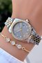 Gold Silver Color Calendar Steel Strap Women's Wristwatch -Waterproof- with Bracelet Gift - 5