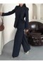 Women's Chinese Collar Authentic Button-Detail Jacket and Pants Set - 6