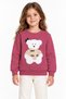 27010-26 Girl's Teddy Bear Appliqué Detailed Crew Neck Sweatshirt 5–8 Years - 2