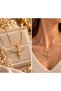 Gold Color Stone Angel Wing Necklace – Elegant and Sparkling Women's Necklace - 2