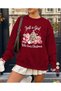 Who Loves Christmas Printed Cotton 3 Thread Threaded Crew Neck Oversize Sweatshirt