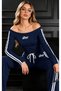 Women's Adjustable Asymmetrical Collar Striped Body and Sweatpants 2-Piece Set - Top and Bottom - 6