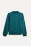 Men's Petrol Embroidered Comfort Fit Zippered Stand Collar Sweatshirt - 2