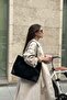 Black Suede Knitted Detailed Tote Bag - 2