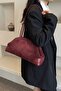 Burgundy Knitted Detailed Suede Bag - 5
