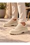 Baytuluk Bt-X49 Beige Suede High Sole Lace-Up Men's Casual Shoes - 6