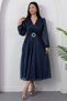 Double-Breasted Collar Glittery Tulle Dress GRS3590 - 7