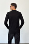 Men's Crew Neck Half Button Sweatshirt Black - 5904 - 5