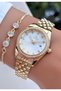 Gold Color - Women's Wristwatch with Calendar - Waterproof - Comes with Bracelet as a Gift