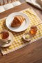 2-Piece Gingham Linen American Service Plate with Scalloped Edge Breakfast Serving Plate Stain Resistant 45X35