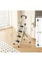 White 4 Step Collapsible Step Ladder Reversible Folding Handrail and Wide Non Slip Treads Compact Storage Design for Small Spaces Apartments Pantry and Daily Household Tasks - 4
