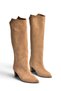 Z654280161 Mink Genuine Leather Suede Thick Heeled Women's Boots - 6
