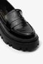 Black Patent Leather Genuine Leather Thick Sole Women's Loafer Shoes - 2