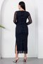 Mock Neck Draped Flock Print Dress Dks1392 - 7