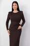 Oval Neck Long Sleeve Glitter Dress Grs4155 - 2