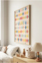 1 Piece Real Wood Framed Colorful Pastel Diamond Pattern Wooden Painting - Children's and Baby's Room and Home Decoration Painting - 3