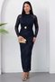Halter Neck Raglan Sleeve Buckle Glitter Dress Dks1465