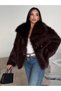 Women's Wide Collar Short Premium Plush Fur Coat - 2