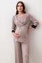 Long Sleeve Polka Dot Lycra Viscose Maternity Dressing Gown Pajama Set - 6