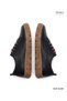 Women's Black Leather Lace-Up Retro Cut Anatomical Sole Casual Flat Shoes - 4