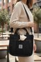 Black Plush Teddy Bear Daily Women's Bag with Hand and Shoulder Straps - 5