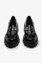 Black Patent Leather Genuine Leather Thick Sole Women's Loafer Shoes - 4