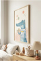 1 Piece of Real Wood Framed Cute Blue Crocodile Concept Wooden Painting - Children's and Baby's Room and Home Decoration Painting - 3
