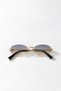 Monro Gold Color Metal Rimless Oval Women's Sunglasses Uv400 Protection - 3