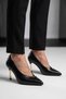 Women's Black Leather Heeled Shoes Special Occasion Night Stylish Thin Heeled Evening Dress Shoes 312607 - 2