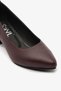 Burgundy Genuine Leather Low Heeled Women's Shoes - 2