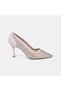 Women's Gold Sparkling Stone Thin Heeled Bridal Shoes - 2