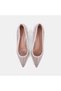 Women's Gold Sparkling Stone Thin Heeled Bridal Shoes - 7