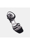 Women's Black Stone Detailed Square-Toe Heeled Evening Dress Sandals - 7