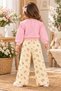 Girl's Floral Embroidered Baby Collar Sweatshirt and Floral Patterned Wide-Leg Pants 2-Piece Set – Pink - 3
