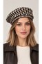 Betty Bands Women's Houndstooth Patterned French Beret Black Beige Ecru Retro Vintage Folded Stylish Women's Hat - 2