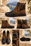Genuine Leather Leopard Patterned Buckle-Strapped Thick Sole Boots Model Name: Andromeda - 2
