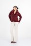 Women's Winter Burgundy Bellisse Fur Collar Knitwear Cardigan 26503 - 2
