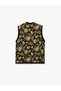 Mandarin Collar Sleeveless Embellished Buttoned Jacquard Floral Knitwear Vest - 2