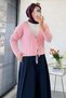Premium Knitted Patterned Front-Tie Short Knitwear - Pink - 5