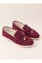 Lupy Women's Burgundy Suede Loafer Shoes with Gold Accessories Orthopedic Comfortable Sole Casual Ballerinas - 3