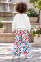 Girl's Happy Days Printed Sweatshirt and Colorful Checkered Wide-Leg Pants 2-Piece Set - 4