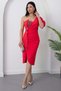 One-Shoulder Stone-Embellished Buttoned Chest Beaded Dress 22153