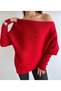Asymmetrical Cut Boat Neck Ruffled Stylish Sweater