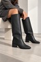 Marlot Black Matte Pointed Toe Short Heeled Boots - 3