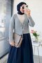 Premium Knitted Patterned Front-Tie Short Knitwear - Gray - 4