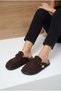 Ravinya Women's Slippers with Straps and Buckle in Brown Suede